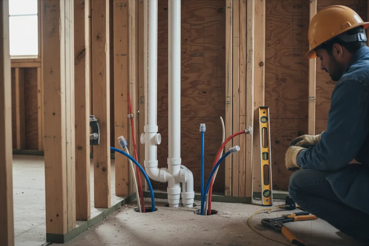 Drain and supply rough-in during Drain Cleaning in Rogers